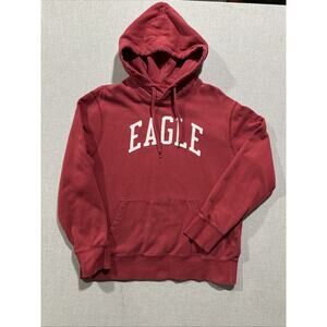 American Eagle Hoodie Mens Large Red Pullover Sweatshirt Eagle Spell Out Logo
